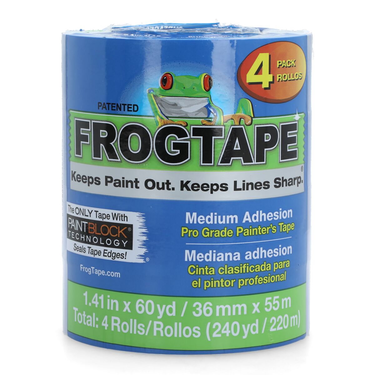 FrogTape 4Piece Masking Tape Blue 1.41inch x 60yard Adhesives